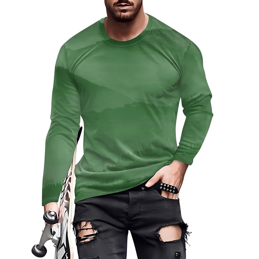 Men's T Shirt O-Neck Clothing Apparel Outdoor Long Sleeve Print Fashion Designer Vintage