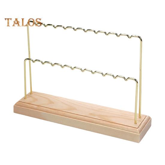 

Держатель для сережек Стабильная деревянная основа 2-х ярусная стойка для ювелирных изделий Опора для фотографий Розничный магазин Прилавок Подвесные серьги Дисплей Полка Органайзер для сережек C