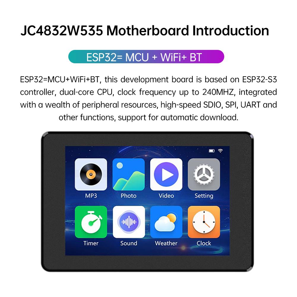 ESP32-S3 3.5-inch Capacitive Touch IPS Module Wifi BT Development Board Touch Screen And Black Casing