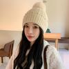Autumn and Winter New Hat Female Rabbit Fur Pearl Fur Ball Hat Solid Color Winter Warm Knitted Wool Hat