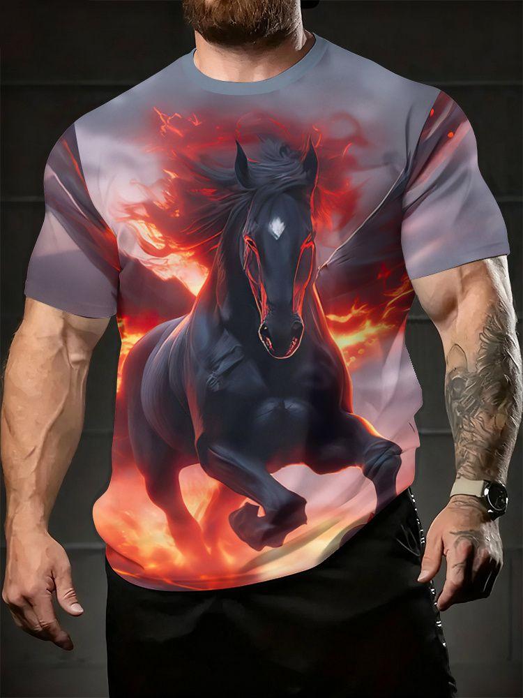 Summer Horse Animal 3D Printed T-shirt Men's Fashion Casual Short Sleeve Top Street Harajuku Casual Comfortable O-neck Clothing