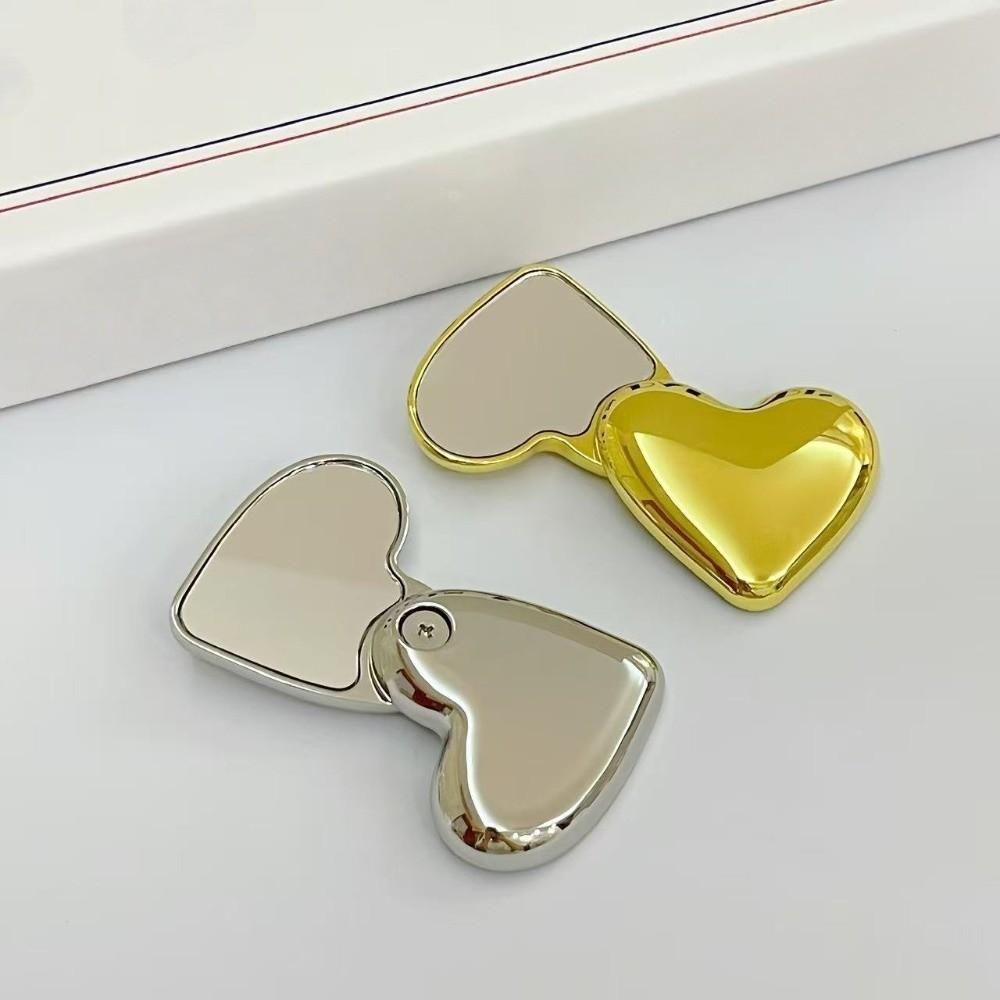 Zinc Zinc Alloy Heart Shape Makeup Mirror Mini Pocket Rotating Mirror Portable Mirror  Student Use