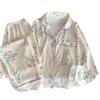 Spring and Autumn New Women's Garden Flowers Pajamas Girls Long-Sleeved Thin Section of Simple High-Level Sense of Suit Homewear