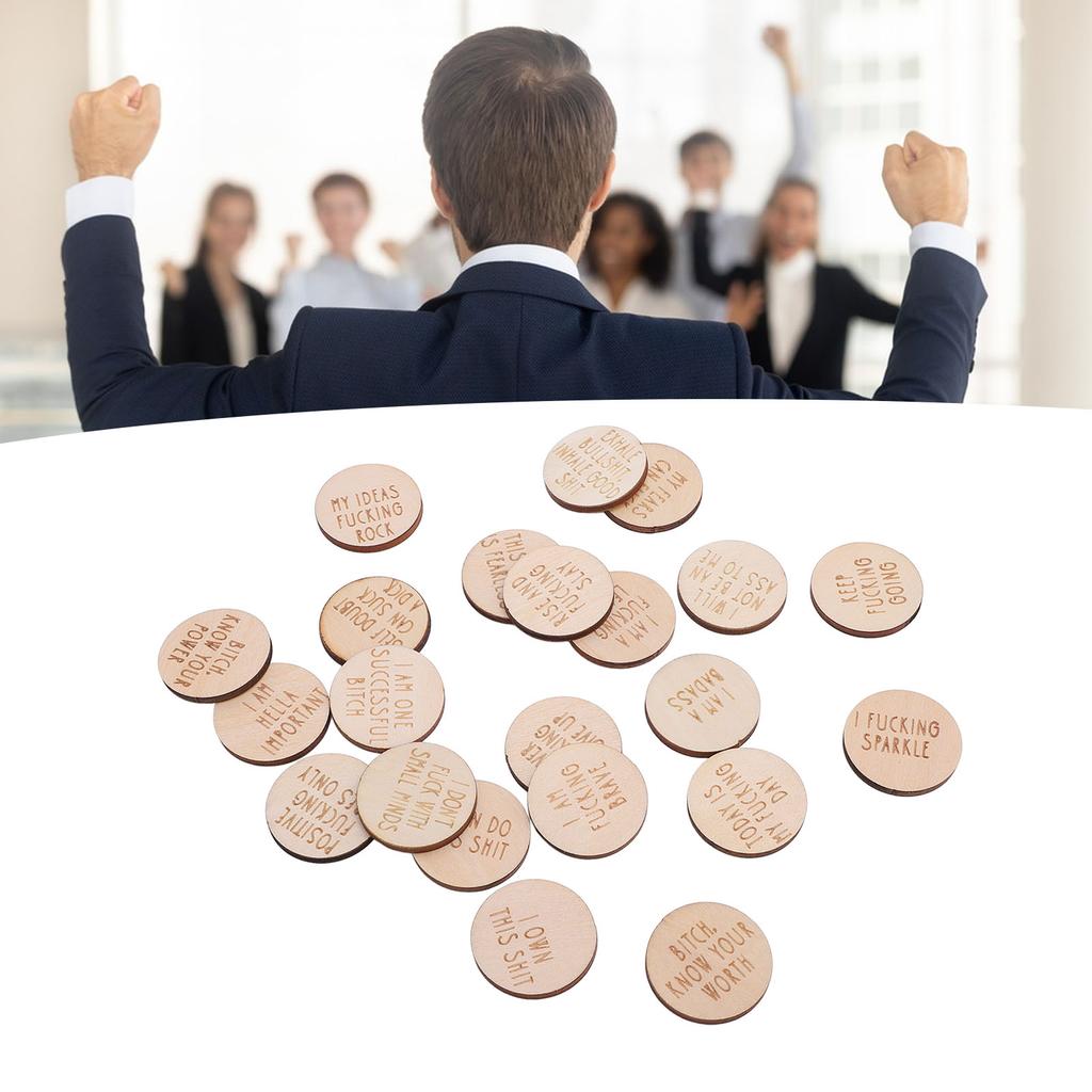 22 Stück Miniatur-Fluch-Affirmationsscheiben Lustige Einzigartige Miniatur-Süße Affirmation Holzdekoration für Familie Freunde Kollegen