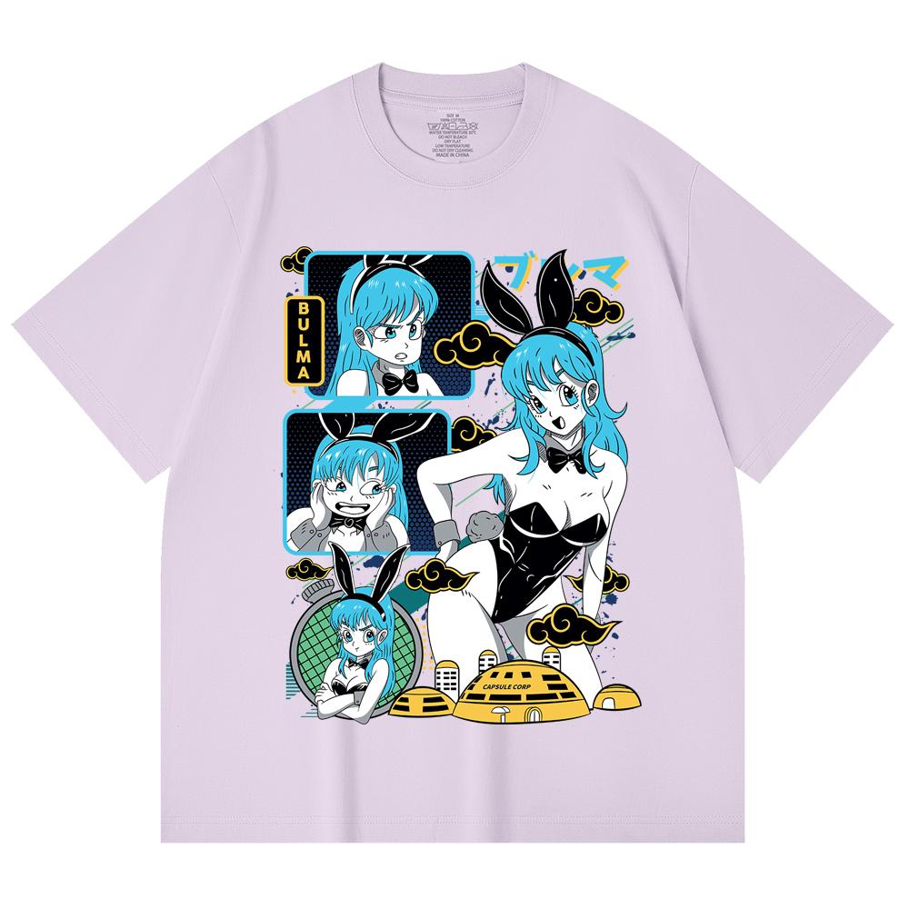 230 Gsm 100% Cotton Dragon Ball V9 Bulma Print Unisex Heavy Cotton T Shirt