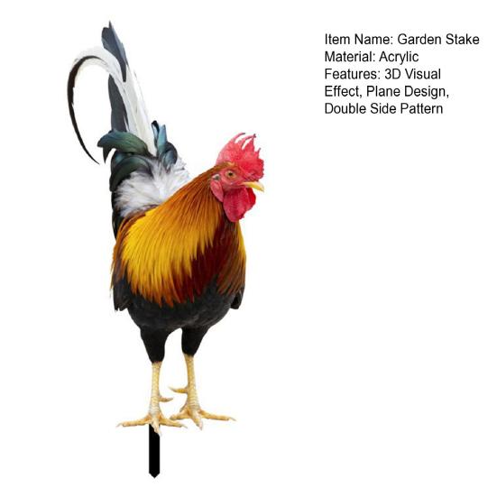 Gartenstab Doppelseitiger Druck Ebene Design Acryl Niedliches Hähnchen Rasenstecker Statue Hof Kunst Dekoration Heimdekor