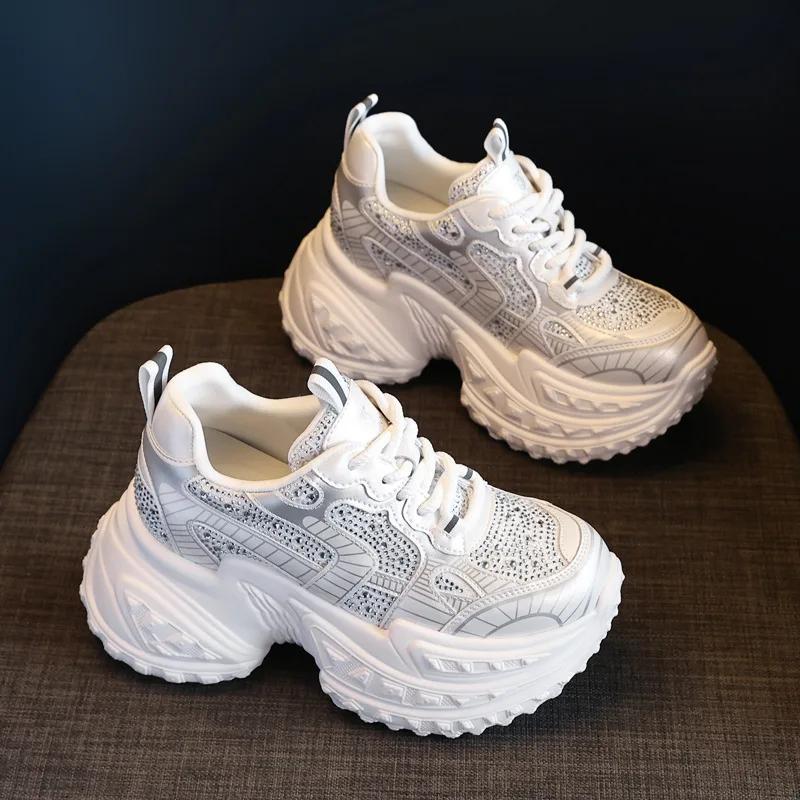 Fashion 9CM Show Feet Small Thick Soles Inside Increase Daddy Shoes Women 2024 Fall New Sports Casual Shoes  platform shoes