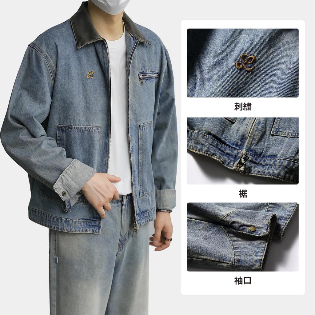Maytopia Denim Denim Denim Blouson for Men and Distressed Denim JK7007 Jacket, Jacket, Blouson, Women, Material, Winter/Autumn Wear, (JP, Alphabet,