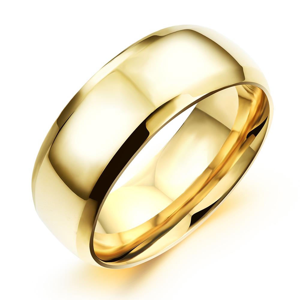 JeeMango 316L Stainless Steel 18K Gold Plated Couple Ring Jewelry For Women Men Simple Surface Trendy Wedding Ring OGJ479G