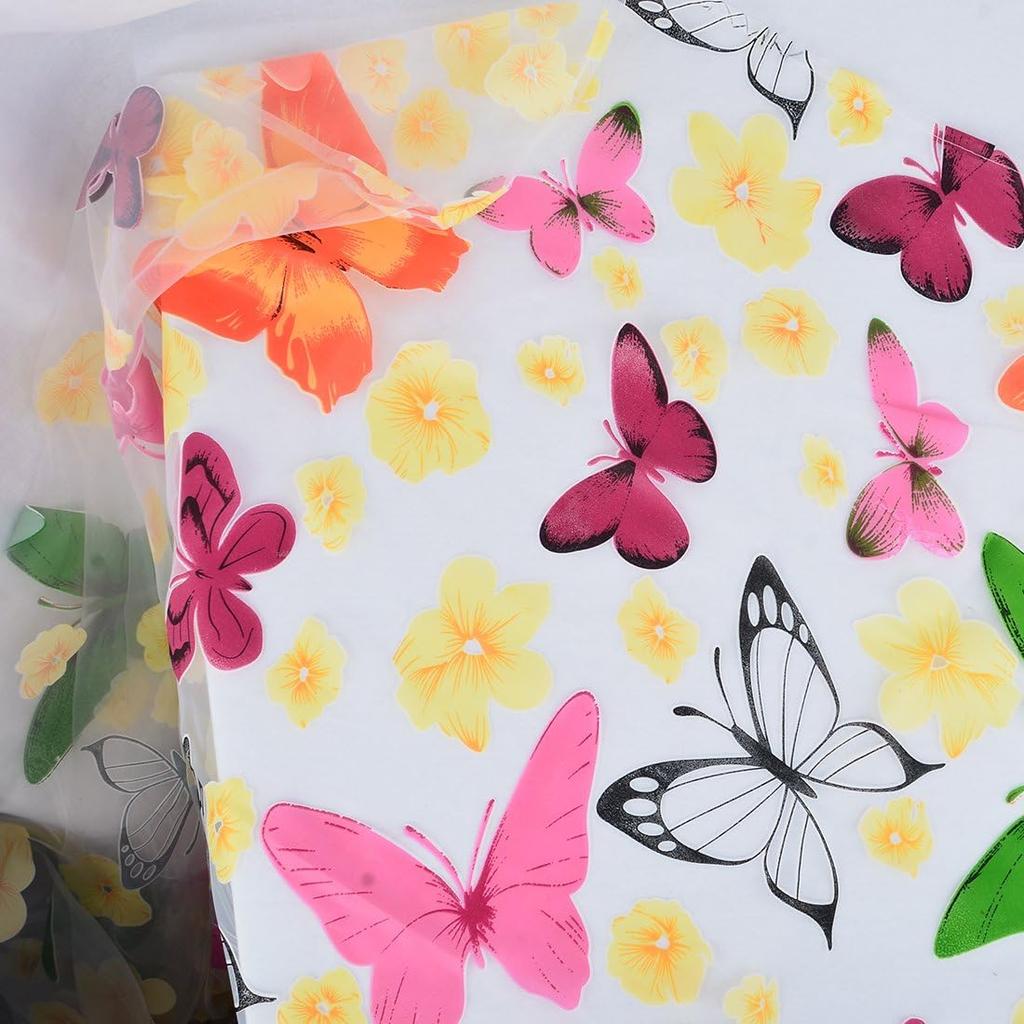 1X2M Sheer Voile Butterfly Pattern Shade Curtain Offset Print Tulle Window Door Drape Curtain for Bedroom Living Room Balcony Coffee House (2 Panels)