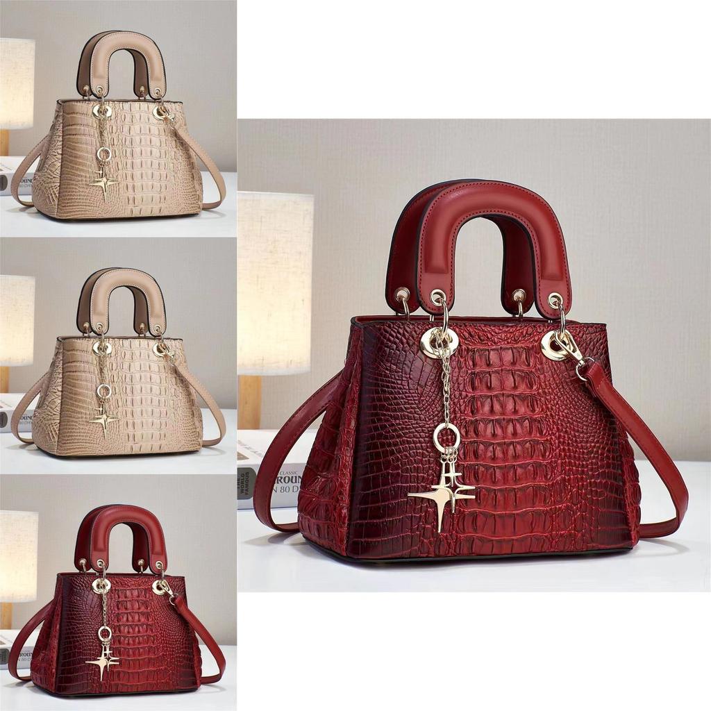 Crocodile Pattern Fashion Women's Handbag Large Capacity Soft Leather Atmospheric Middle-aged Mom Bag