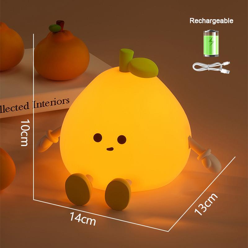 USB Rechargeable Night Light Orange Silicone Night Lights Touch Sensor Bedroom Bedside Cat Lamp With Remote For Kids Baby Gift