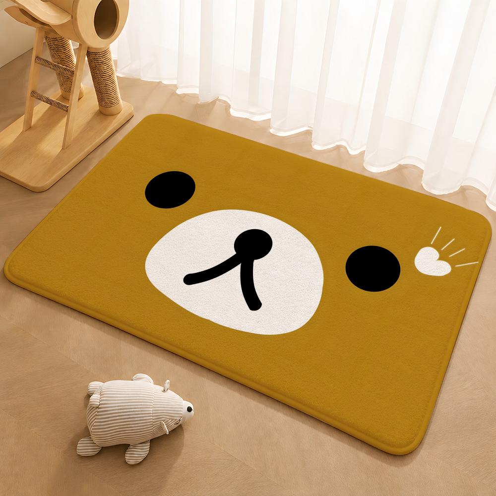 R-Rilakkuma Anime Floor Mat Floor Mat Soft Flannel Non-Slip Door Rug for Living Room