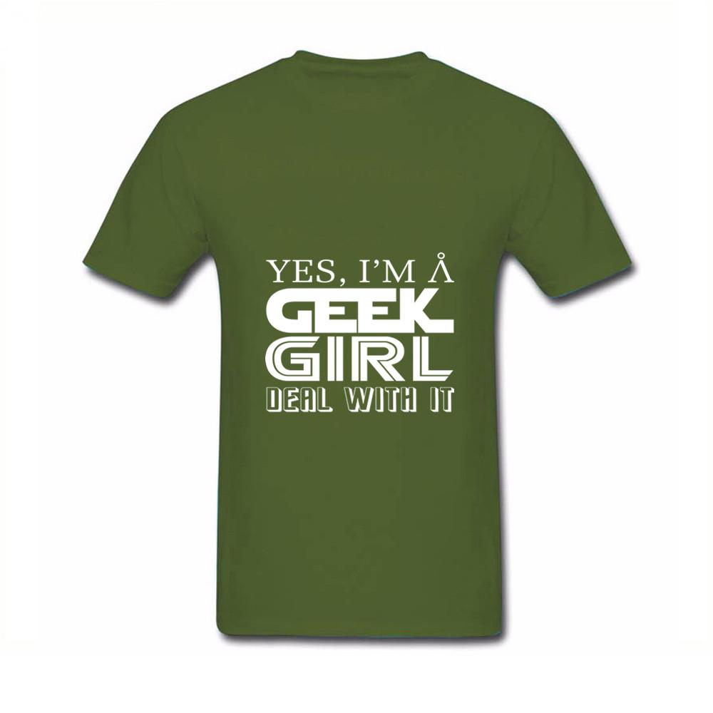 Men S T Shirts Cotton Short Sleeve O Neck Yes I Am A Geek Girl Deal