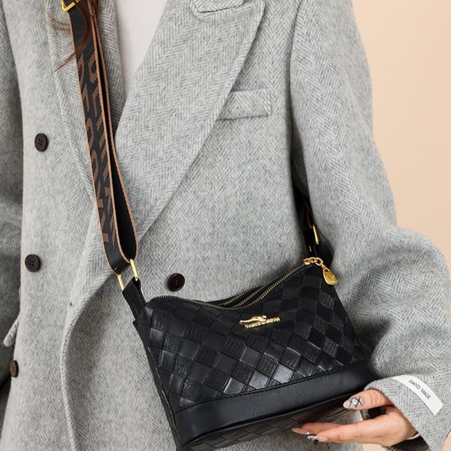 Fashionable Diamond Grid Soft Leather Crossbody Bag, Women's New Style Retro Simple Multi-layer Large Capacity Shoulder Bag, Mother Bag