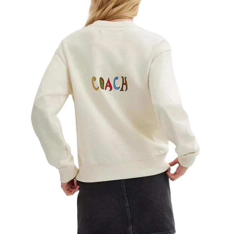 Coach Ss24 Floral Print Crewneck Long Sleeve Sweatshirt Women sweatshirt Cream CT621-CRM