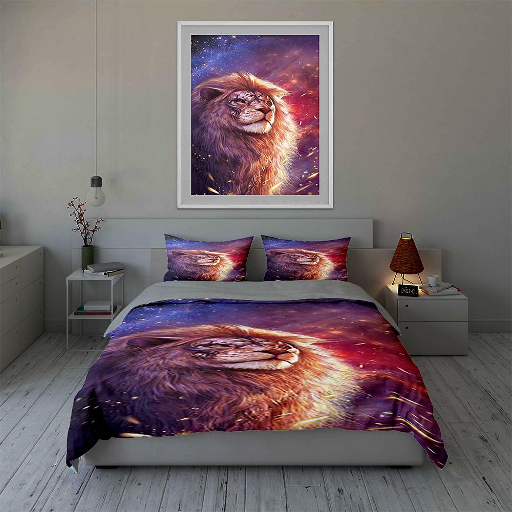 Lion Cosmic Artwork Bedding Duvet Cover Sets Duvet Covers Pillowcases Gifts (1 * Duvet Cover 2 * Pillowcases, Without Duvet Insert)