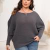 Ladies, Pullover Machine Knitted Sweater, Plus Size Women's Clothing, Autumn and Winter, Bat Sleeves, One Neck, Off Shoulder Loose Sweater