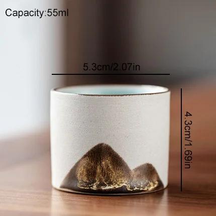 50ml/55ml Hand drawn mountain shape teacup Retro Ceramic Tea cup Kung Fu Tea Set Coffee Cup Small Water Cup Porcelain Teaware