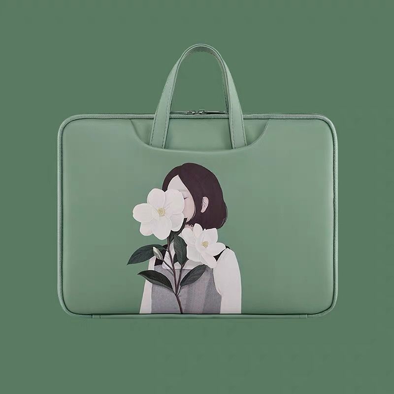Cute Cartoon Bear Print Laptop Handbag Waterproof PU Shockproof Notebook Carrying Bag For Macbook Huawei Xiaomi 13-16 Inch