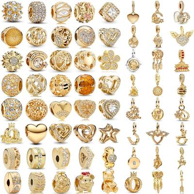 Gold Plated S925 Silver Hollow Family Tree Charm Beads Pendant for Original Bracelet DIY Women Jewelry Gift
