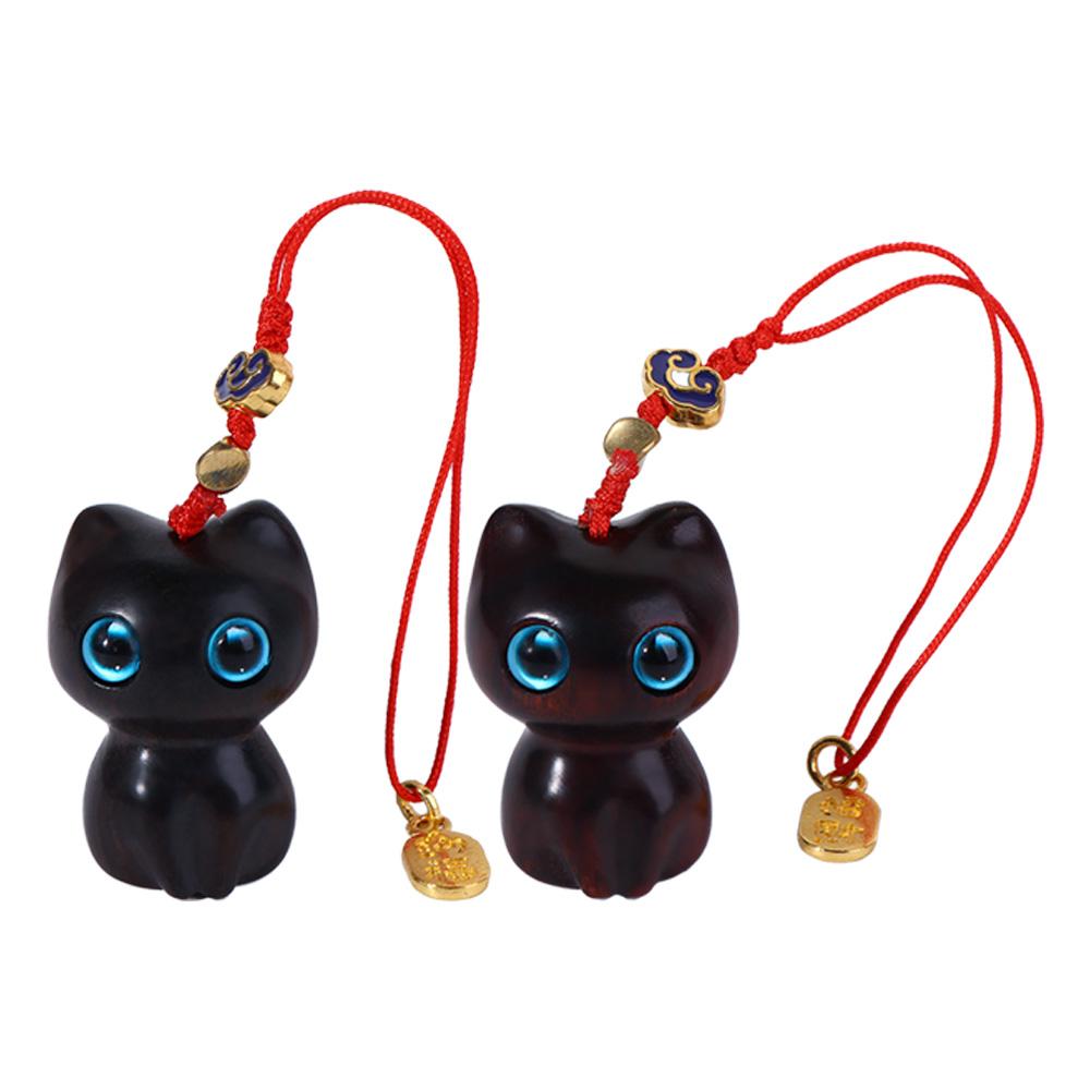 Wooden Key Chain Wooden Cat Keychain Mobile Phone Chain Mobile Phone Lanyard Mobile Phone Strap
