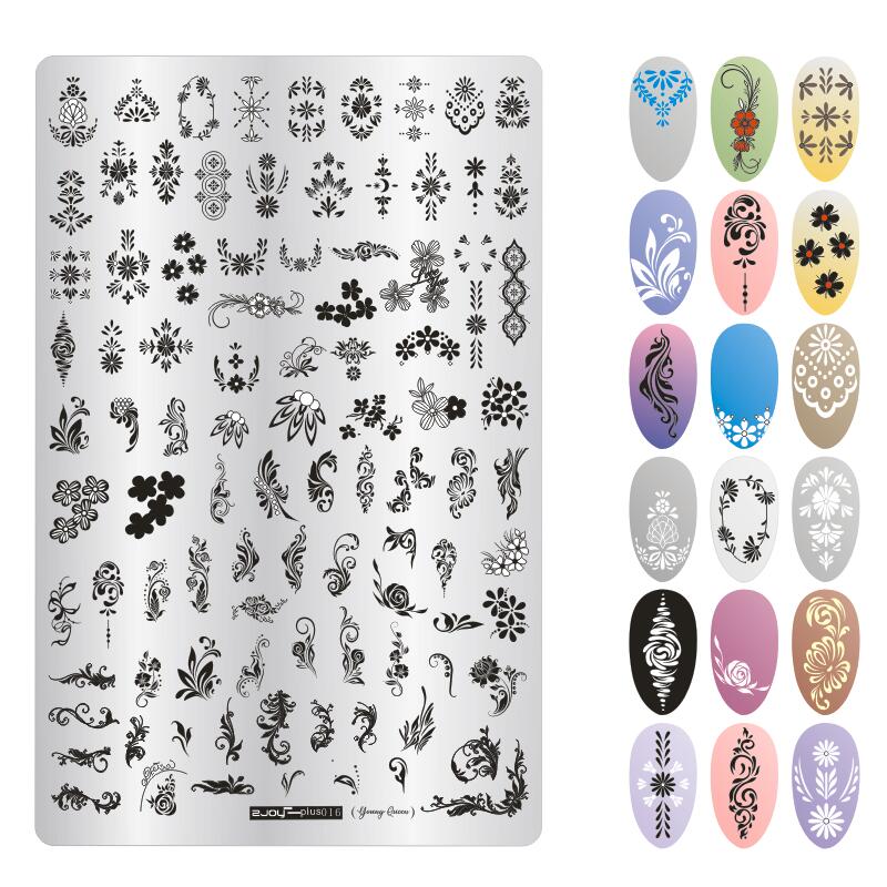 9.5X14.5cm Big Size Nail Stamping Plates Flower/Geometric Designs Nail Art Template For DIY Nail Decor 5.6cm round Stamper Plate