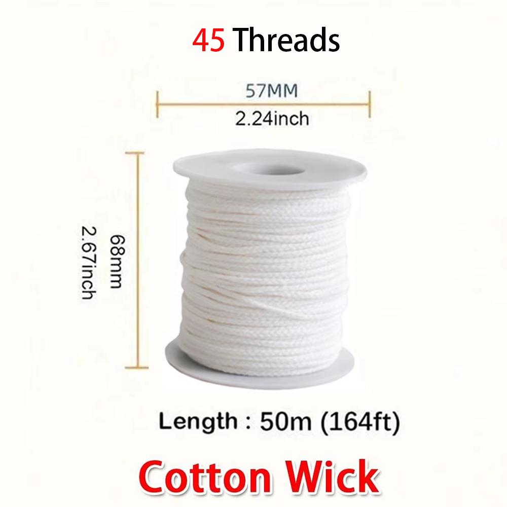 50m&61m Cotton Candle Wick 21-45 Thread Low Smoke ECO-friendly Wicks DIY Making Tool Whole Roll Roller Degrease Candles Wick