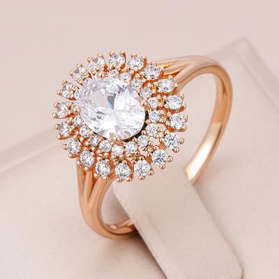 Roségold Dicke Große Eheringe für Braut Frauen Mikrowachs-Einlage Natürlicher Zirkonring Hohe Qualität Tägliche Feine Schmuckstücke