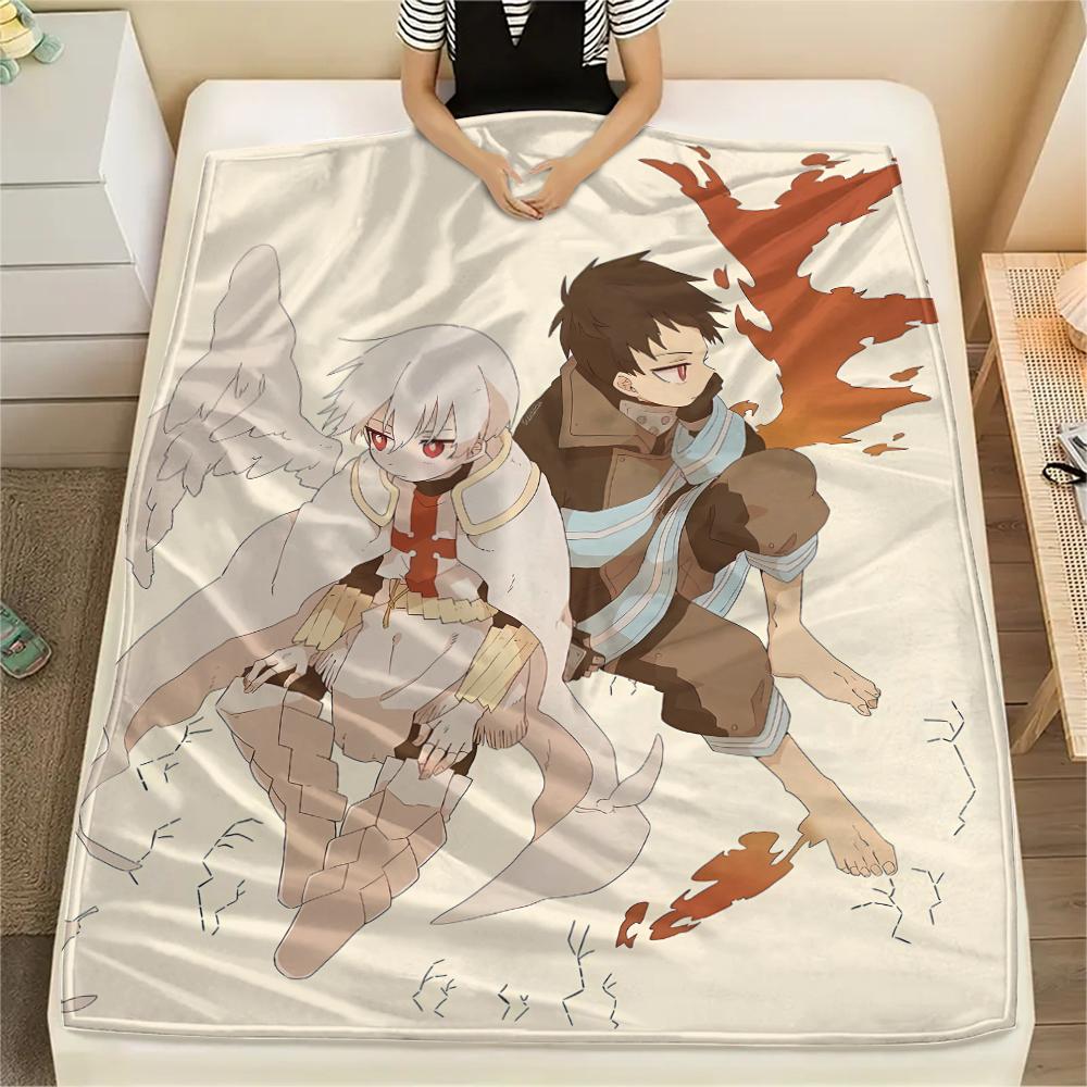 

1PC Fire Force Print Flannel Blanket, High quality All Seasons, Home Decor, Warmth and Comfort, Perfect for Christmas Gifts 80cm x 120cm