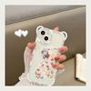 Highend Luxury Quality Flowers Cute Cartoon Bear Phone Case For iPhone 16 Pro Max 15 14 13 12 11 X XS XR Plus Transparent Soft Shockproof Cover