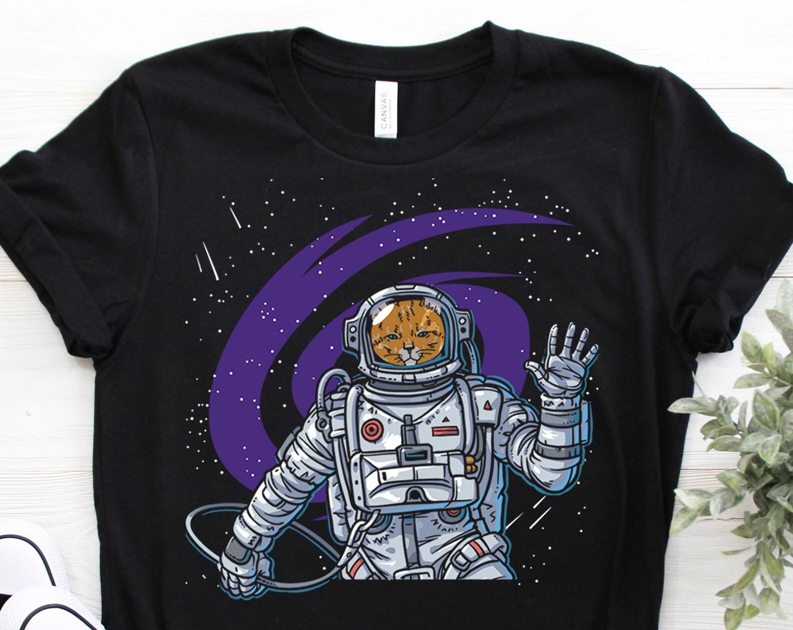 Astronaut Cat Spaceman Funny Space Dwarf Solar System Astronomy T-Shirt, Space Geeks Gifts, Astronauts Lovers Birthday Party Present Moon 100