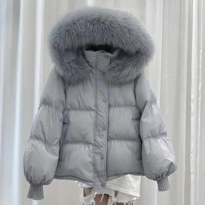 Zimowy koreański styl nowy luźny puchowy bawełniany płaszcz dla kobiet krótki, mały, duży futrzany kołnierz bawełniany płaszcz z grubym płaszczem płaszcz płaszcz płaszcz