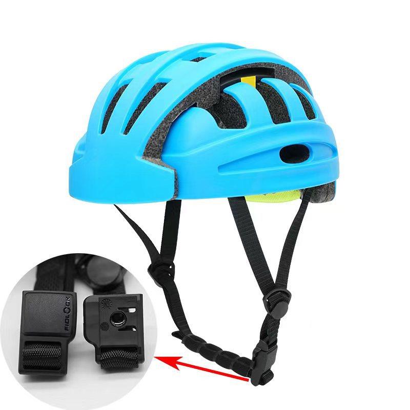 New Foldable Bike Helmet LED Flash Cycling Mountain Halmet Road Cascos Bicicleta Portable Folding Bicycle Helmet 55-59cm синий