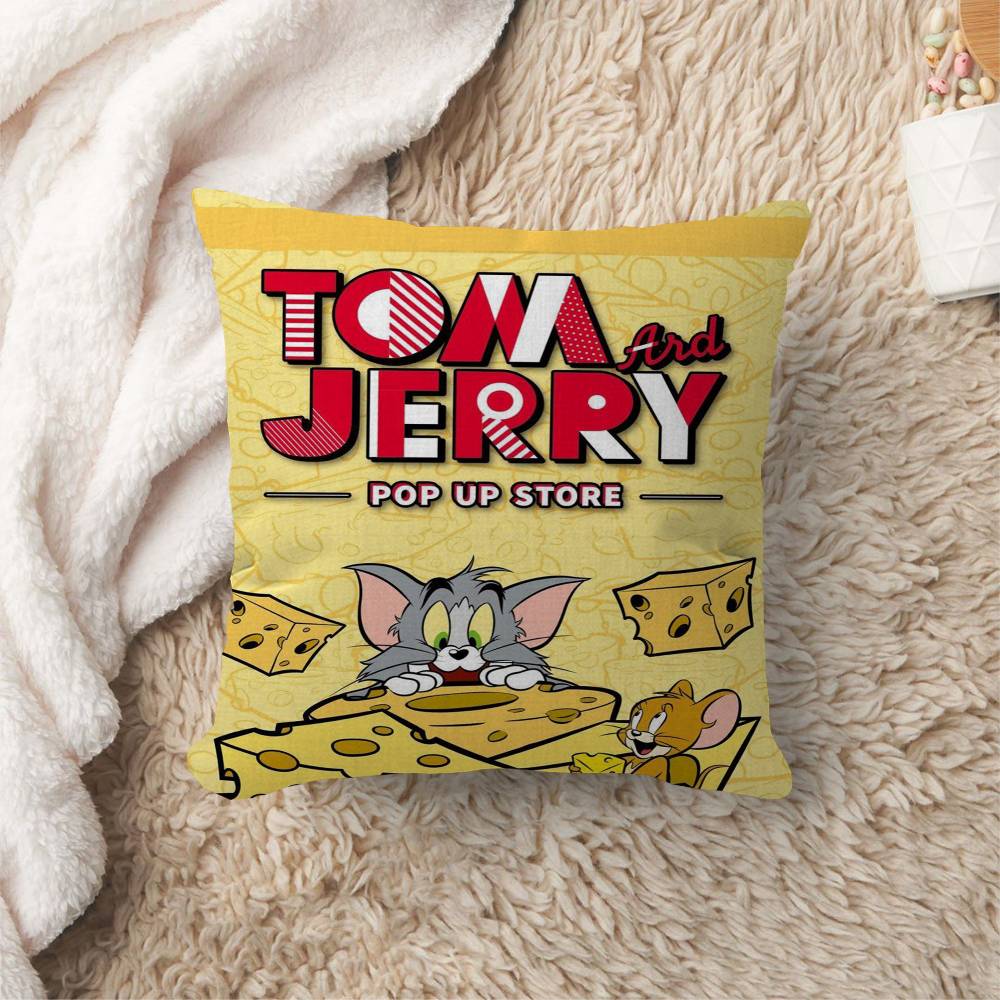 

Anime TTom and JJerry Cartoon Pillow Covers Cartoon Sofa Decorative Home Doublesided Printing Short Plush Cute Cushion Cover 30x30 cm