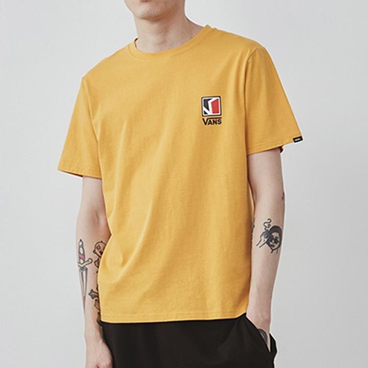 Vans Classic Logo Print Short Sleeve T-Shirt Unisex Tops Yellow VN0A4P4G50X