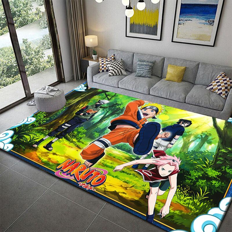 Naruto Anime Dynamic Print Area Rug Soft Plush Non-Slip Mat for Living Room