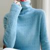 For Autumn and Winter Piled Turtleneck Sweaters Trendy Cut-out Knitted Sweaters for Women and Solid-color Casual Pullovers