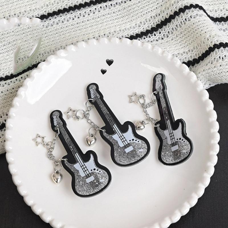 Guitar Shape Hair Clip Acrylic Barrette For Women Girl Sweet Cool Hair Accessories For Concert Parties Gathering Wear