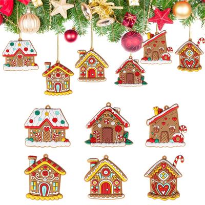 Christmas Gingerbread House Decoration PVC Soft Rubber Hanging ChristmasTree Decoration Scene Arrangement Props