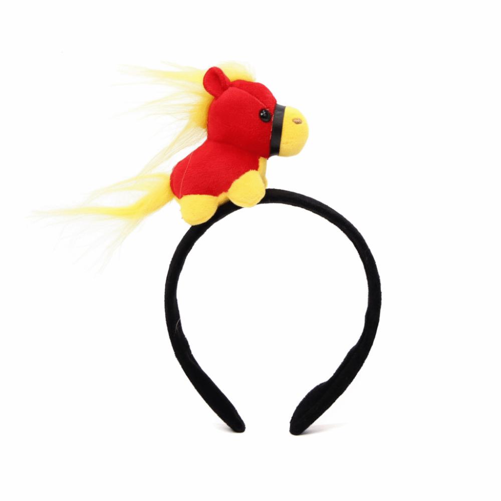 

Cartoon New Year Headband Mascot Plush Horse Headband Exquisite Horse Hair Hoop Party Decoration красный