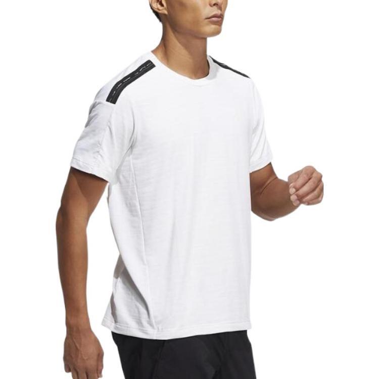 Adidas T Shirts Men's White V Neck Moderate Straight Fit HE9942
