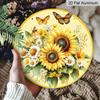 2D Flat Aluminum Retro Sunflower-Themed Wall Art 7.87 Inches X 7.87 Inches Rustic Style Perfect for Gardens, Farmhouses, Bars, Cafes, Parties, Front
