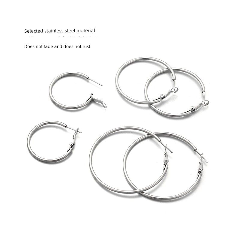 Women's Stainless Steel Big Circle round European and American Exaggerated Earrings