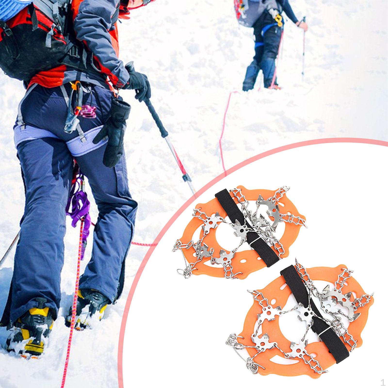 

Кошки для снега и льда Шипы Ручки Противоскользящие Накладки Походы Рыбалка оранжевый