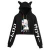 Japanese Anime Zero Two "Darling in the Franxx" Cat Ear Cropped Hoodie
