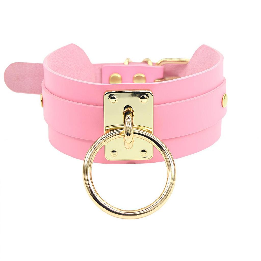 Harajuku Punk PU Leather O-Ring Choker Collar Necklace