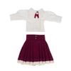 Rakulifey Obitsu 11 Outfit Set: Long Sleeve Shirt and Skirt, OB11 Size Clothes, Compatible with 11cm Obitsu Body, 2-Piece Set (Red)