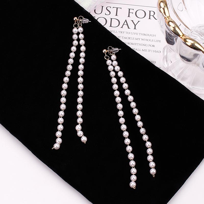 2022 Ultra-Long Pearl Dangle Earrings for Women - Trendy Korean Tassel Design