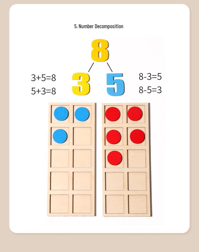 Montessori Children's Wooden Number Puzzle - Educational Toy for Addition and Subtraction.